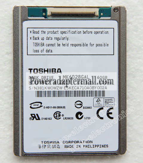 1.8'' ZIF 60GB TOSHIBA MK6028GAL Notebook Hard Disk Drive HDD - Click Image to Close